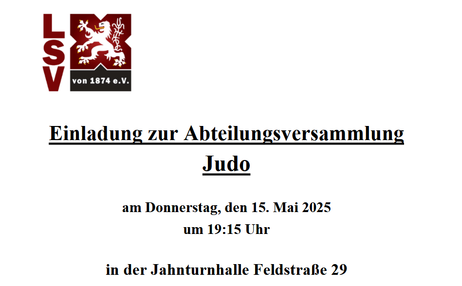 Einladung Abteilungsversammlung Judo